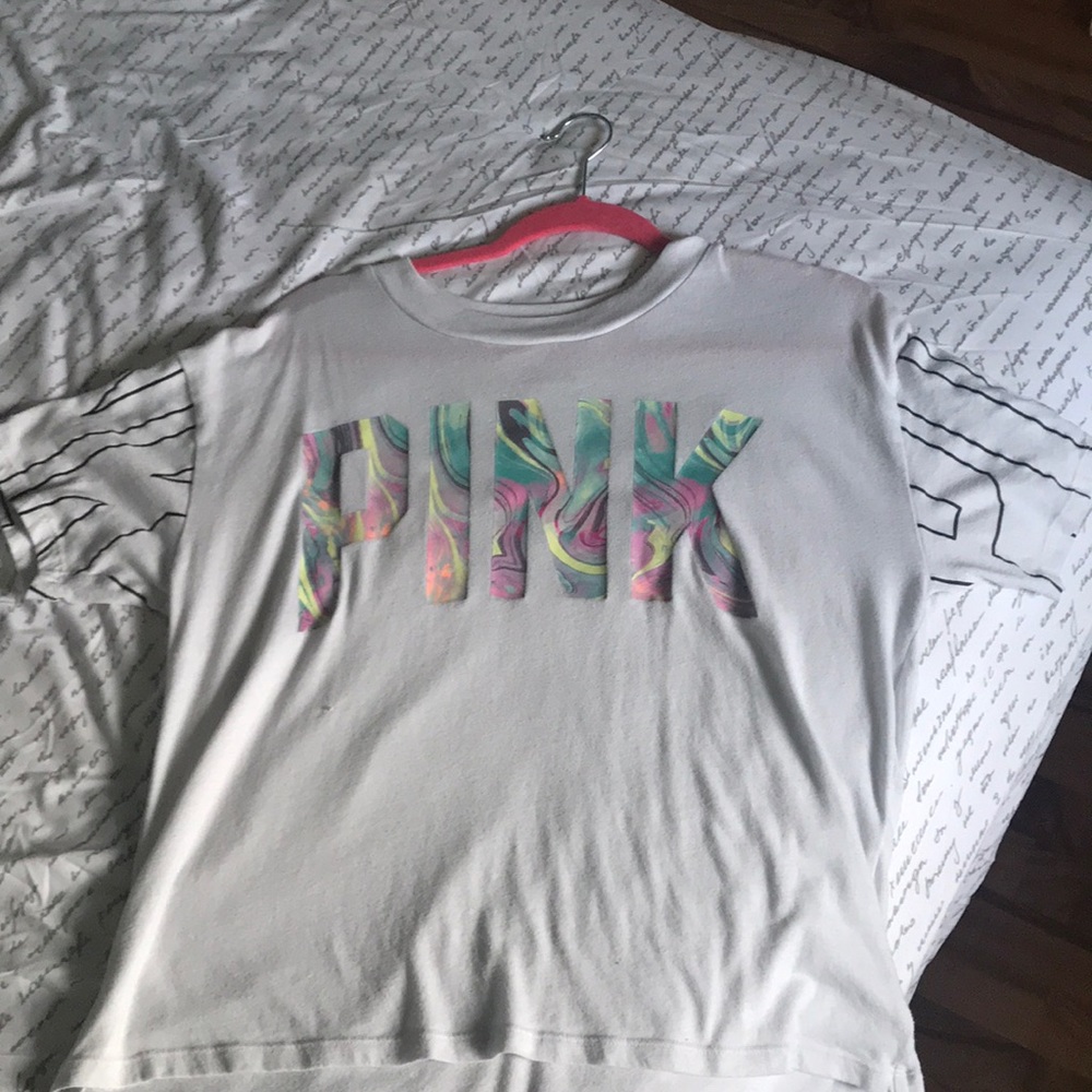 PINK VICTORIA’s SECRET marbled pink title shirt